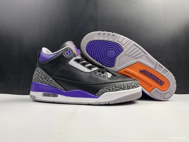 Jordan 3 Purple 050 Court Black CT8532 Air Retro 0803